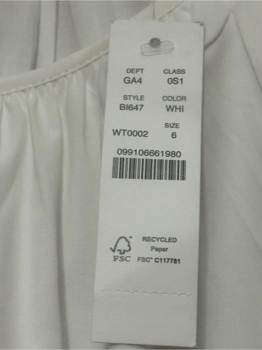 J. Crew White Puff-Sleeve Tie-Back Open Back 100% Cotton Dress Size 6 NWT